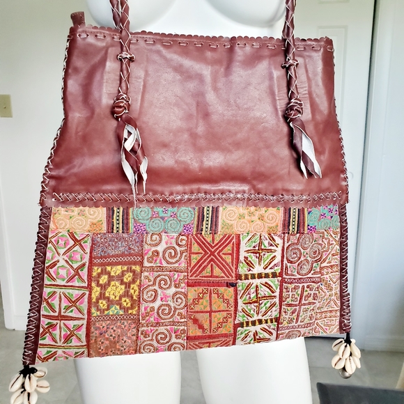 Colorful Leather Tote Bag embroidery Thailand - Picture 16 of 16